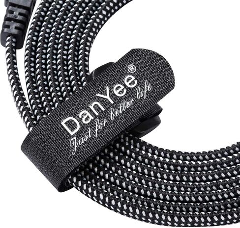 كابل إيثرنت DanYee Cat 8، كابل شبكة عالي السرعة مجدول من النايلون بطول 10 أقدام، أسلاك كابل LAN CAT 8 RJ45 سلك كابل إيثرنت 3 أقدام و10 أقدام و16 أقدام و26 أقدام و33 أقدام و50 أقدام و66 أقدام و100 أقدام (أسود 10 أقدام) للطابعة in Kuwait