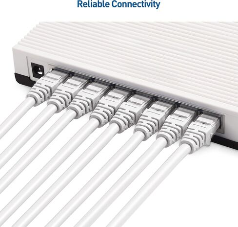 كابل ماترز 10 جيجابت في الثانية 5 حزم كابل إيثرنت قصير بدون متاعب بطول 1 قدم (كابل Cat 6، كابل Cat6، كابل الإنترنت، كابل الشبكة) باللون الأبيض in Kuwait