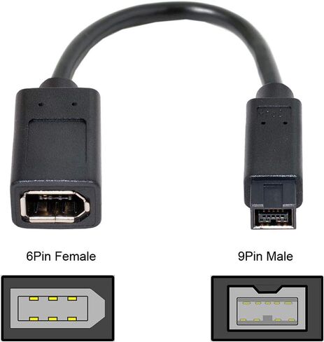 كابل 6Pin IEEE 1394 أنثى إلى 1394b 9Pin ذكر Firewire 400 إلى 800 كابل 20 سم in Kuwait