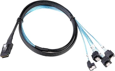ADCAUDX 2Pack Mini-SAS to SATA-Cable 0.5M SFF-8087 to SATA 90 Degree Cable | SFF 8087 SAS Controller to Hard Driver Breakout(1.6FT) in Kuwait