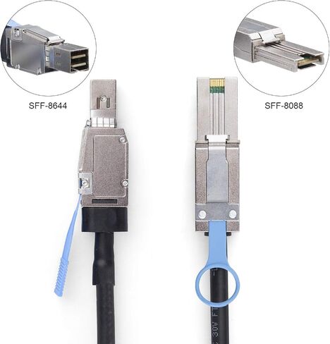 10Gtek SFF-8644 to SFF-8088 SAS Cable, 6Gbps External Mini SAS HD to SAS 2.0 (26-Pin) for RAID/Server/Data Center‌, 100-Ohm, 1m/3.3ft in Kuwait