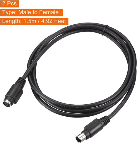 MECCANIXITY 2Pcs PS/2 Mouse and Keyboard Extension Cable 6 Pin 4.92 Feet Male to Male/Female for PC, Black in Kuwait