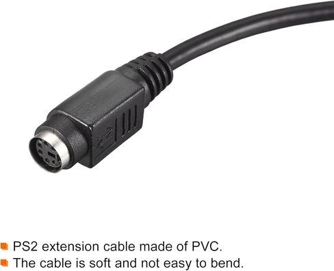 MECCANIXITY 2Pcs PS/2 Mouse and Keyboard Extension Cable 6 Pin 4.92 Feet Male to Male/Female for PC, Black in Kuwait