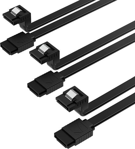 كابل بيانات SABRENT SATA III (6 جيجابت/ثانية) بزاوية قائمة مع مزلاج قفل لمحركات الأقراص الصلبة/SSD/CD وDVD (3 عبوات 20 بوصة) باللون الأسود (CB-SRK3) in Kuwait
