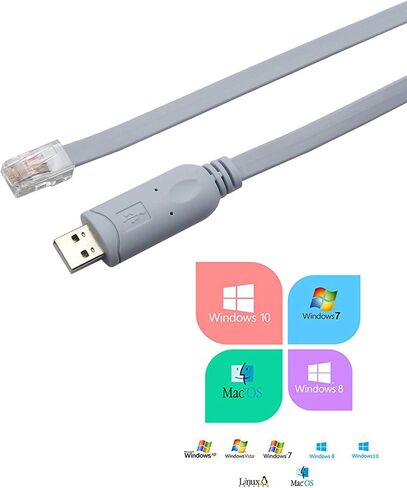 Cisco Console Cable 9-pin DB9 Female Serial RS232 Port to RJ45 Male Cat5 Ethernet LAN Rollover Console Cable Switch Cable Cisco(DB9P to RJ45 1.8M) in Kuwait