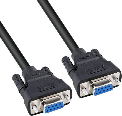 DTECH 1.5 ft Straight Through Serial DB9 Cable Female to Female 9 Pin COM Port Cord for Data Communication (0.5 Meter, Black) in Kuwait