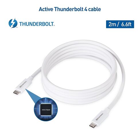 مسائل الكابل [معتمد من Intel] كابل Thunderbolt 4 النشط بسرعة 40 جيجابت في الثانية بطول 6.6 قدم مع شحن 100 واط وفيديو 8K - متوافق تمامًا مع USB C/USB-C، وUSB 4 / USB4، وThunderbolt 3 in Kuwait