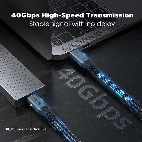 VCOM USB 4 Cable for Thunderbolt 4 Cable 4 FT, 100W Cable with 40Gbps Data and 8K@30Hz 5K@60Hz or Dual 4K Video,Compatible with Thunderbolt 3/4 Cable and USB-C,for MacBooks,Hub, Docking, and More in Kuwait