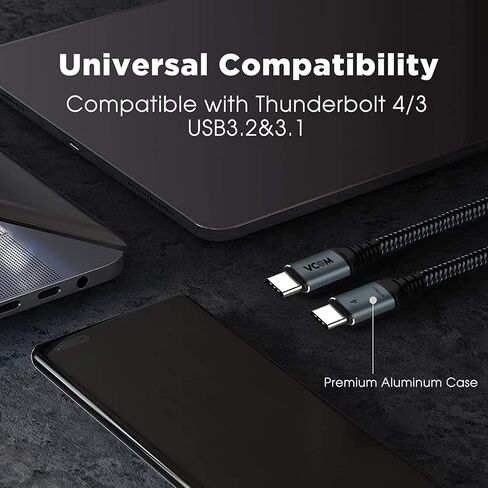 VCOM USB 4 Cable for Thunderbolt 4 Cable 4 FT, 100W Cable with 40Gbps Data and 8K@30Hz 5K@60Hz or Dual 4K Video,Compatible with Thunderbolt 3/4 Cable and USB-C,for MacBooks,Hub, Docking, and More in Kuwait