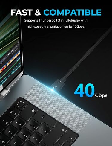 SABRENT Certified Thunderbolt 4 Cable, 2M (6.5ft) – 100W Power Delivery, 8K DisplayPort 1.4, 40Gbps Data Transfer, USB 4/3 Compatible, E-Marker Chip for MacBook, iPad, and Windows Devices (CB-T4M2) in Saudi Arabia