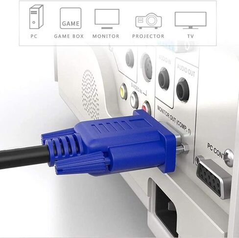 كابل شاشة PASOW VGA إلى VGA HD15 ذكر إلى ذكر لجهاز عرض الكمبيوتر والتلفزيون (6 أقدام) in Kuwait