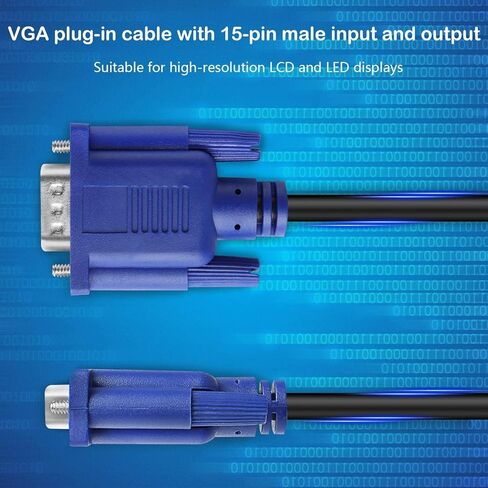 كابل شاشة PASOW VGA إلى VGA HD15 ذكر إلى ذكر لجهاز عرض الكمبيوتر والتلفزيون (6 أقدام) in Kuwait