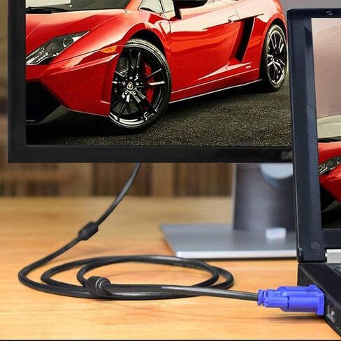 كابل شاشة PASOW VGA إلى VGA HD15 ذكر إلى ذكر لجهاز عرض الكمبيوتر والتلفزيون (6 أقدام) in Kuwait
