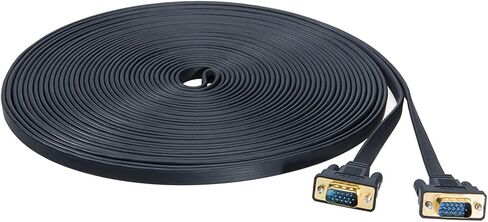 DTECH Flat Thin Extra Long VGA Cable 100 ft 15 Pin Male to Male Computer Monitor Cord HD15 Connector 1080p High Resolution (31 Meter, Black) in Saudi Arabia