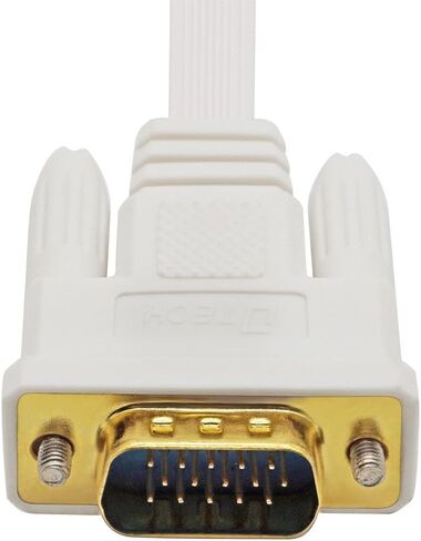 DTECH Slim Flat 33 Feet VGA Cable Male to Male Computer Monitor Cord High Resolution 1080p - White - 10m in Kuwait