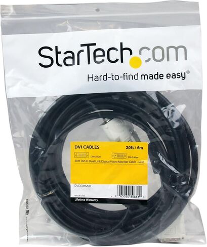 StarTech.com كابل فيديو DVI بطول 6 أقدام M/M DVI-D لشاشة الكمبيوتر / عرض DVI إلى سلك DVI (DVIDDMM6) in Kuwait