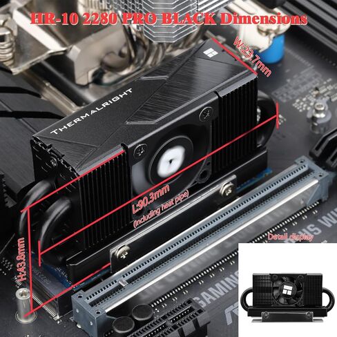 مبرد Thermalright HR10 2280 PRO Black SSD، مبدد حراري مزدوج الجوانب، يحمل وسادة سيليكون 14.8W/m.k، يتضمن 4 أنابيب حرارية، عملية إعادة التدفق، مبرد مبدد حراري 2280 SSD لسطح المكتب in Saudi Arabia