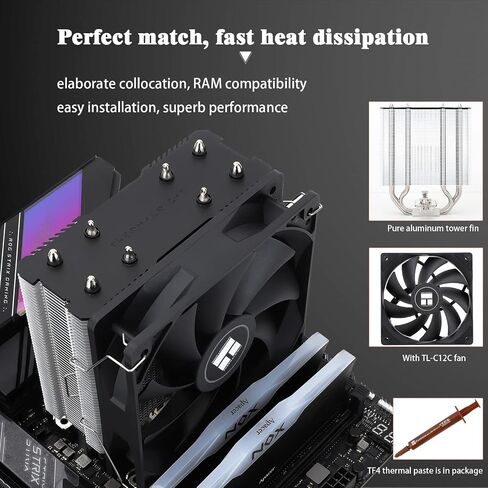 مبرد هواء وحدة المعالجة المركزية Thermalright Assassin X 120 SE، AX120 SE، 4 أنابيب حرارية، TL-C12C PWM مبرد وحدة المعالجة المركزية بمروحة هادئة مع محمل S-FDB، لـ AMD AM4/Intel 1700/1150/1151/1200، LGA1700 in Saudi Arabia