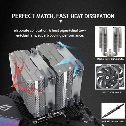 Thermalright Peerless Assassin 120 Black CPU Air Cooler, 6 Heat Pipes,TL-C12B PWM Fan, Aluminium Heatsink Cover, AGHP Technology, for AMD AM4/AM5/Intel LGA 1700/1150/1151/1200/2066/2011 PA120 Black in Saudi Arabia