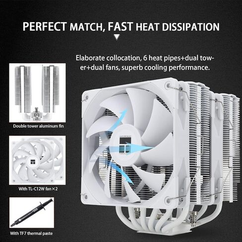 Thermalright Peerless Assassin 120 Black CPU Air Cooler, 6 Heat Pipes,TL-C12B PWM Fan, Aluminium Heatsink Cover, AGHP Technology, for AMD AM4/AM5/Intel LGA 1700/115X/1851/1200/2066/2011 PA120 Black in Kuwait