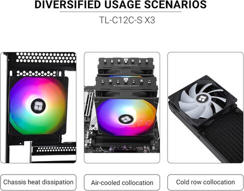 Thermalright TL-C12C-S X3 CPU Fan 120mm ARGB Case Cooler Fan, 4pin PWM Silent Computer Fan with S-FDB Bearing Included, up to 1500RPM Cooling Fan（3 Quantities） in Saudi Arabia