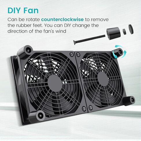 Wathai 120mm x 4 Router TV Box Fan 110v - 240v Big Airflow with Speed Control for DIY Gaming Consoles, Amplifiers, Xbox, Laptop Stand, Mining Machines Devices Cooling in Saudi Arabia