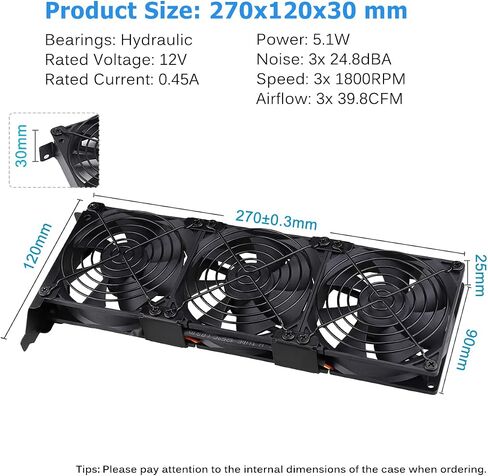 مراوح بطاقة الرسومات GDSTIME، مراوح PCI Slot 3 x 90mm 92mm، مبرد بطاقة الرسومات، مبرد بطاقة الفيديو، مبرد VGA in Kuwait