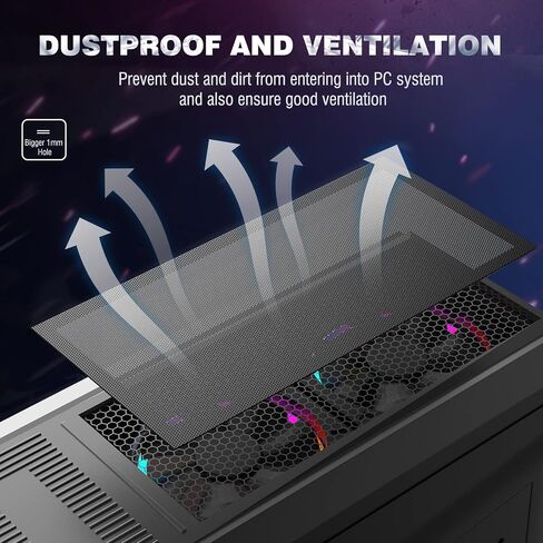 MoKo 400x300mm DIY PC Case Dust Mesh Filter، [4 Pack] PVC غطاء مرشح الغبار المغناطيسي المقاوم للغبار، شبكة PC مع شريط الإطار المغناطيسي مرشح الغبار مروحة تبريد الكمبيوتر لحالة الكمبيوتر الشخصي، أسود in Kuwait