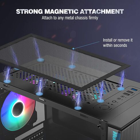 MoKo 400x300mm DIY PC Case Dust Mesh Filter، [4 Pack] PVC غطاء مرشح الغبار المغناطيسي المقاوم للغبار، شبكة PC مع شريط الإطار المغناطيسي مرشح الغبار مروحة تبريد الكمبيوتر لحالة الكمبيوتر الشخصي، أسود in Kuwait