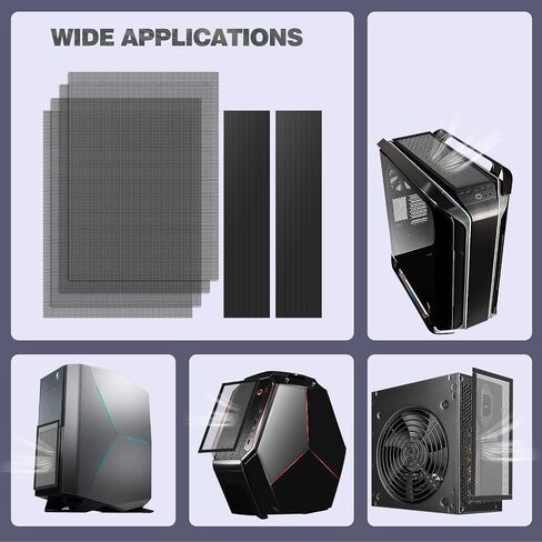 MoKo 400x300mm DIY PC Case Dust Mesh Filter، [4 Pack] PVC غطاء مرشح الغبار المغناطيسي المقاوم للغبار، شبكة PC مع شريط الإطار المغناطيسي مرشح الغبار مروحة تبريد الكمبيوتر لحالة الكمبيوتر الشخصي، أسود in Kuwait