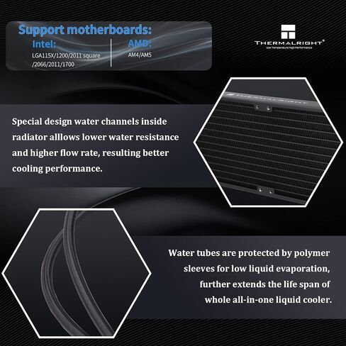 Thermalright Frozen Prism 240 Black ARGB AIO Water Cooler,Liquid CPU Cooler, 2×120mm PWM Fans Water Cooling System,1850RPM High Speed,Compatible with AMD/AM4/AM5 & Intel LGA1150/1151/1200/2011/1700 in Saudi Arabia