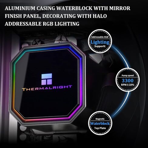 Thermalright Frozen Prism 240 Black ARGB AIO Water Cooler,Liquid CPU Cooler, 2×120mm PWM Fans Water Cooling System,1850RPM High Speed,Compatible with AMD/AM4/AM5 & Intel LGA1150/1151/1200/2011/1700 in Saudi Arabia