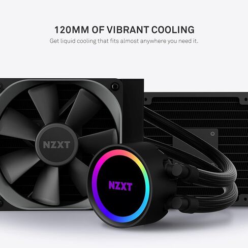 NZXT Kraken 240 RGB - RL-KR240-B1 - 240mm AIO CPU Liquid Cooler - Customizable 1.54" Square LCD Display for Images, Performance Metrics - High-Performance Pump - 2 x F120 RGB Core Fans - Black in Saudi Arabia