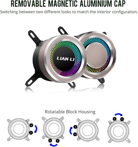 مبرد LIAN LI GALAHAD AIO مبرد وحدة المعالجة المركزية السائل 360 مم، نظام تبريد مياه RGB الكل في واحد، مضخة غرفة ثلاثية، دعامة LGA1700، AMD AM5/AM4 Intel LGA1200/115X/2011/2066 متوافق (360 مم أبيض) in Kuwait