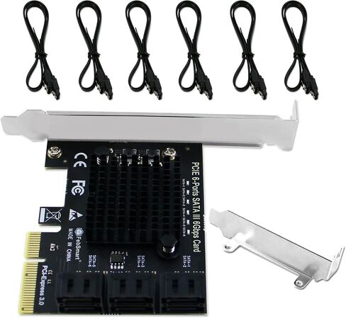 PCIE to 6-Ports 6Gbps Max Speed SATA III Expansion Card for Desktop PCs, Plug and Play on Windows OS MAC OS Linux System, ASMedia ASM1166 None-Raid PCIE SATA III Host Controller (FS-S6-Pro) in Kuwait