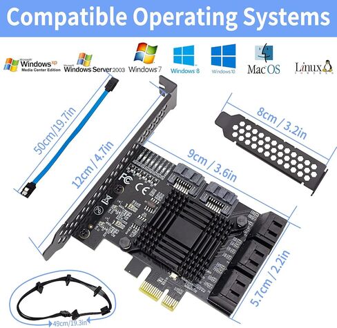 بطاقة تحكم PCI-E X1 إلى SATA 3.0، بطاقات توسيع 4 منافذ SATA III 6 جيجابت في الثانية، تدعم فتحة PCI-Express (1X 4X 8X 16X)، تدعم SSD وHDD، لنظام التشغيل Windows10/7/8/XP/Vista/linux in Kuwait