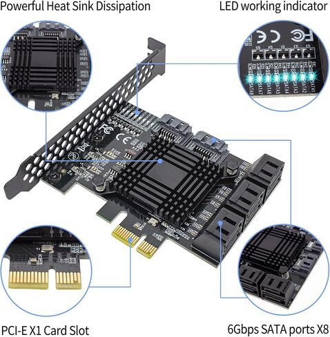 بطاقة تحكم PCI-E X1 إلى SATA 3.0، بطاقات توسيع 4 منافذ SATA III 6 جيجابت في الثانية، تدعم فتحة PCI-Express (1X 4X 8X 16X)، تدعم SSD وHDD، لنظام التشغيل Windows10/7/8/XP/Vista/linux in Kuwait