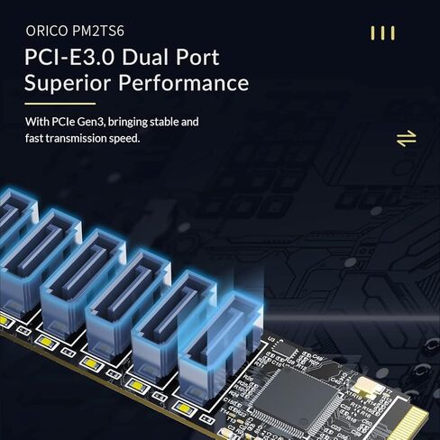 ORICO M.2 PCIe M Key to 6 x SATA 6Gbps Adapter Card for Desktop PC Support RAID-PM2TS6 in Kuwait
