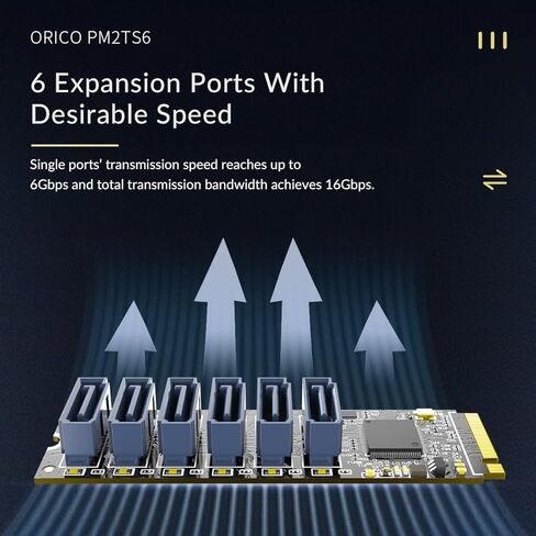 ORICO M.2 PCIe M Key to 6 x SATA 6Gbps Adapter Card for Desktop PC Support RAID-PM2TS6 in Kuwait