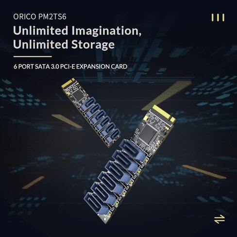ORICO M.2 PCIe M Key to 6 x SATA 6Gbps Adapter Card for Desktop PC Support RAID-PM2TS6 in Kuwait