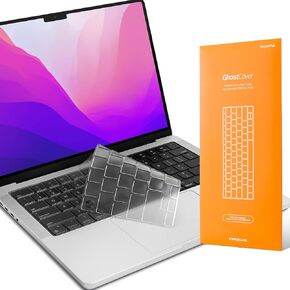 غطاء حماية للوحة المفاتيح رفيع للغاية من UPPERCASE GhostCover®، لعام 2021 2022 2023 M1/M2 Pro/Max MacBook Pro 14/16 A2442 A2485 A2779 A2780، M2 MacBook Air 13/15 A2681 A2941، تخطيط الولايات المتحدة (ANSI)، شفاف in Kuwait