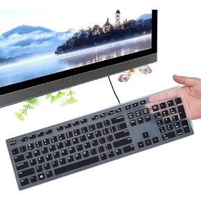 غطاء حماية للوحة المفاتيح للوحة المفاتيح اللاسلكية Dell KM636 ولوحة المفاتيح السلكية Dell KB216 وDell Optiplex 5250 3050 3240 5460 7450 7050 وDell Inspiron AIO 3475/3670/3477 لوحة مفاتيح سطح المكتب الكل في واحد، شفاف in Kuwait