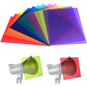 14 Pack Color Correction Light Gel Filter Sheet Colored Overlays Transparency Film Plastic Sheets, 11.7 by 8.3 Inches, 7 Colors