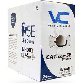 Vertical Cable Cat5e, 350 Mhz, UTP, UV Jacket, Outdoor, CMX, 1000ft, Bulk Ethernet Cable, Black in Saudi Arabia