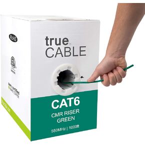 TRUE CABLE Cat6 Riser (CMR), 1000ft, Blue, 23AWG 4 Pair Solid Bare Copper, 550MHz, ETL Listed, Unshielded Twisted Pair (UTP), Bulk Ethernet Cable in Kuwait