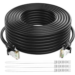 كابل إيثرنت Cat 6 بطول 50 قدمًا باللون الأبيض، كابل إنترنت Adoreen عالي السرعة (6 ألوان للاختيار) يدعم POE Gigabit Cat6 Cat 5e Cat 5 كابل شبكة مرن طويل RJ45 Patch Cord + 15 Ties in Kuwait