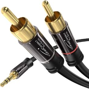 KabelDirekt – RCA to Jack 3.5 Adapter Cable – 3 ft – Versatile Plug-and-Play Audio Cable (Aux/3.5mm to 2X RCA for Connection to Smartphone, Tablet, Home Theater, soundbar, TV, Notebook, MP3) in Kuwait