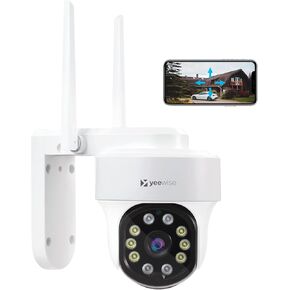 yeewise 2K Pan Tilt Outdoor WiFi Security Camera with Motion Spotlights and Auto Tracking, Color Night Vision, AC Powered Wireless IP Camera with 2-Way Audio and Siren Alarm, AI Motion Detection in Kuwait