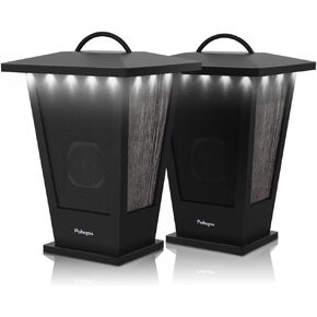 pohopa Bluetooth Speakers Waterproof, 2 Packs True Wireless Stereo Sound 20W Dual Pairing Lantern Indoor Outdoor Speakers with 20 Piece LED Lights, Rich Bass, Pinao Black in Saudi Arabia