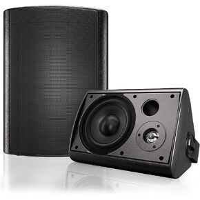 Herdio 6.5 Inches Indoor Outdoor Bluetooth Speakers Waterproof with Powerful Bass,Wall Mount Speakers Wired Weather Resistant for Patio Home Deck Porch Backyard 400 Watts(Black)
